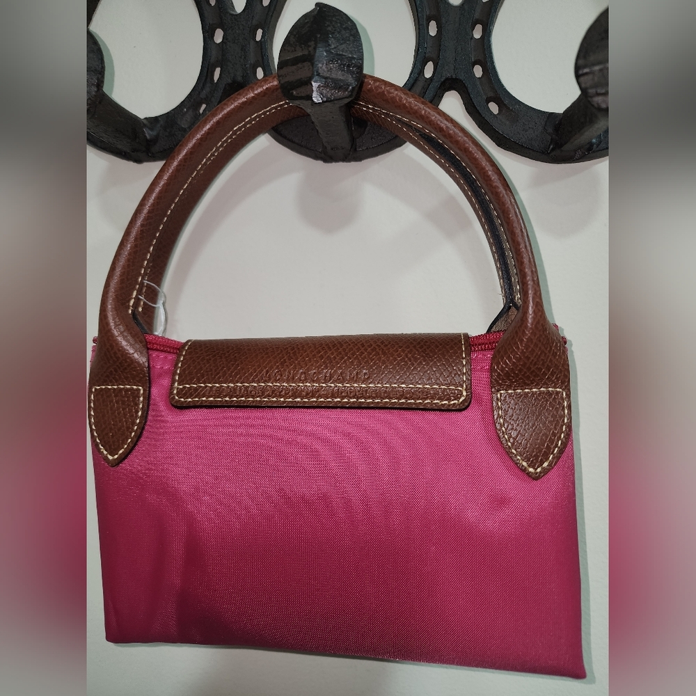 LongChamp Le Pliage Pink Brown Purse Bag Tote LC - Picture 5 of 12